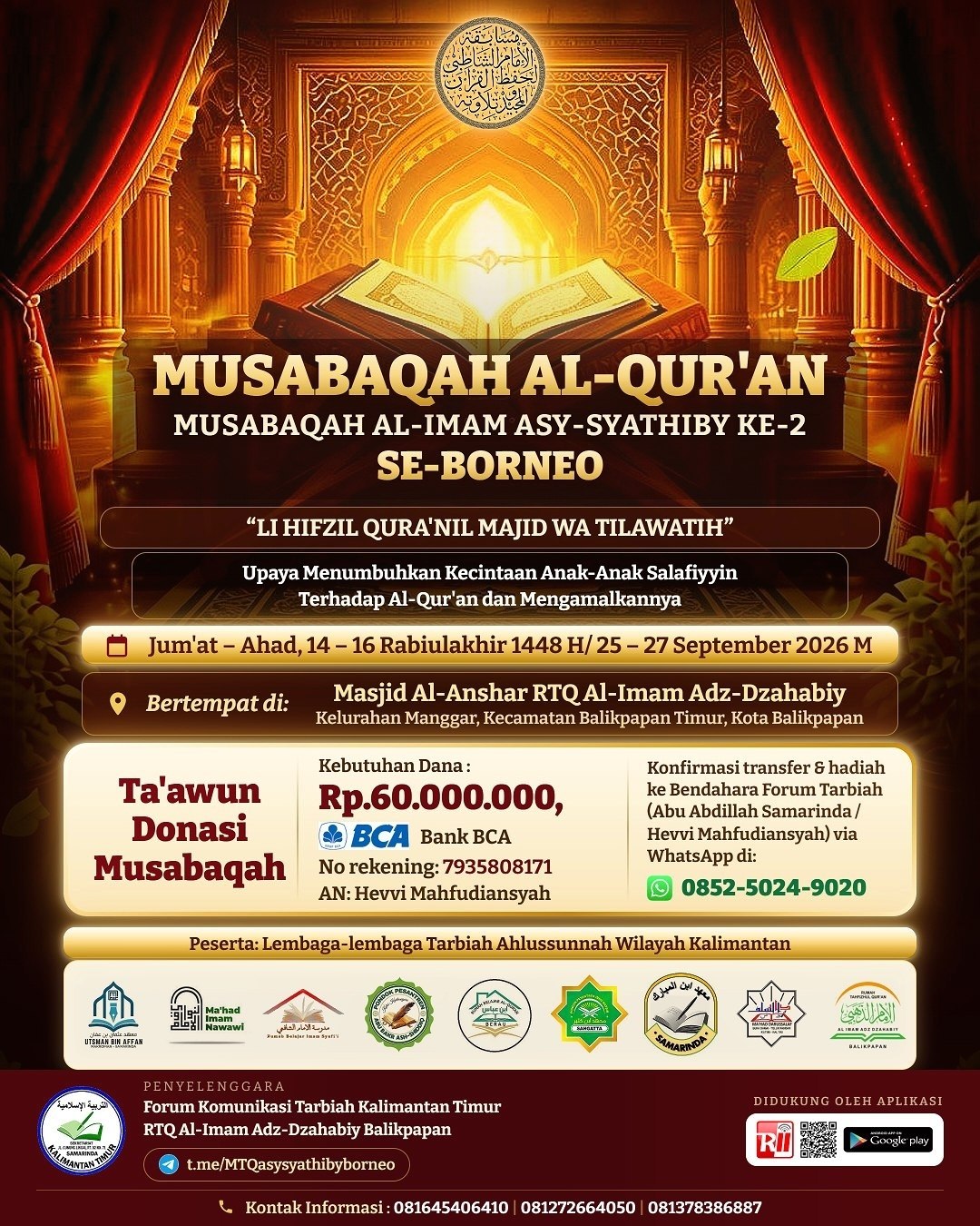 Donasi Musabaqah Al-Qur'an Al-Imam Asy-Syathiby ke-2 Se-Borneo