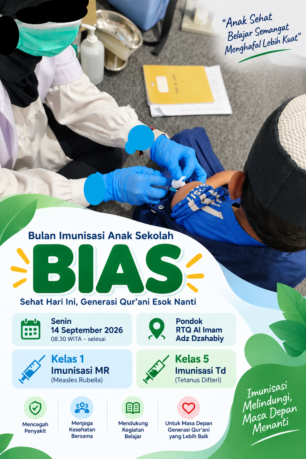Imunisasi BIAS di Rumah Tahfizhul Qur'an Al Imam Adz Dzahabiy